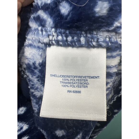 Lands End Women's Snap Fleece Pullover Medium Snowflake Print Thick Blue - Picture 4 of 9